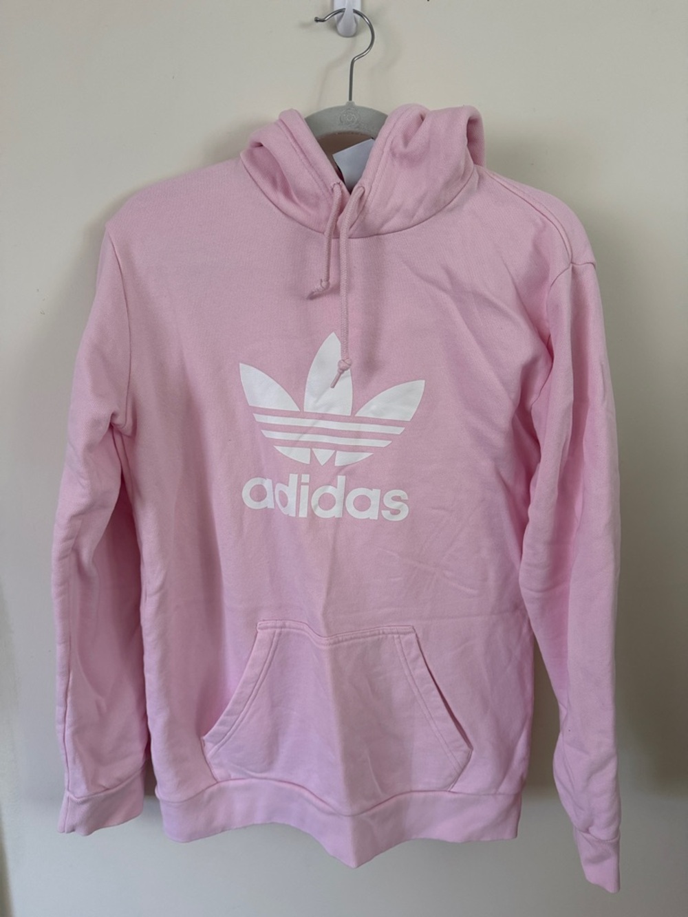 adidas Light Pink Hoodie with White Trefoil Logo